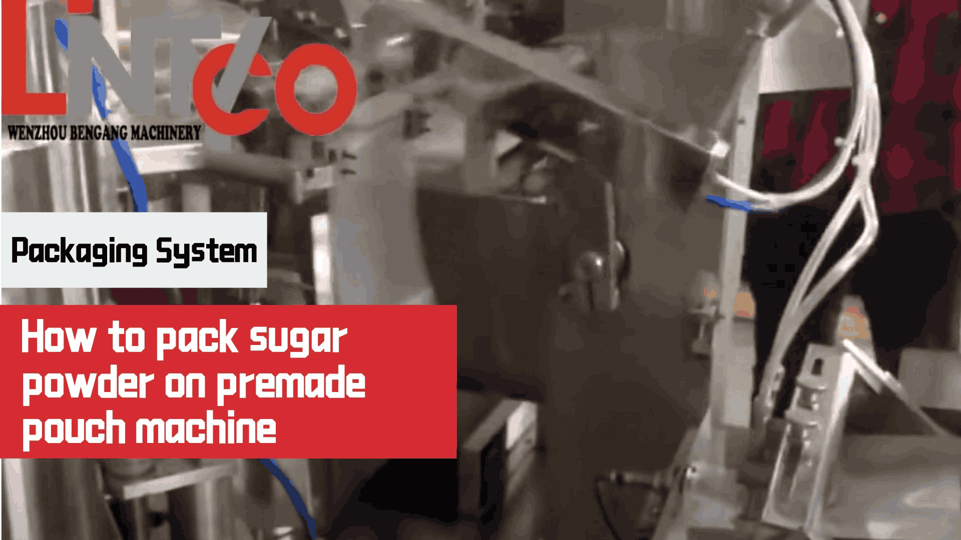How to pack sugar powder on premade pouch machine