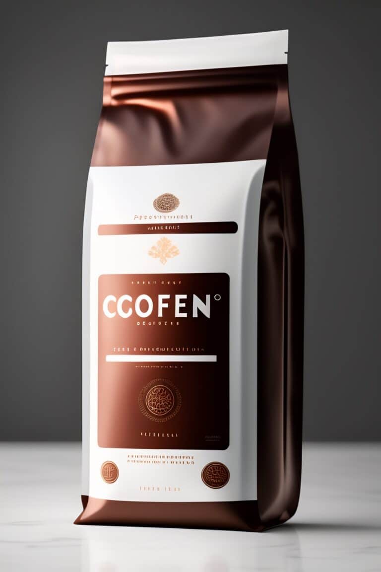 A product photo of a bag of coffee bean with minim